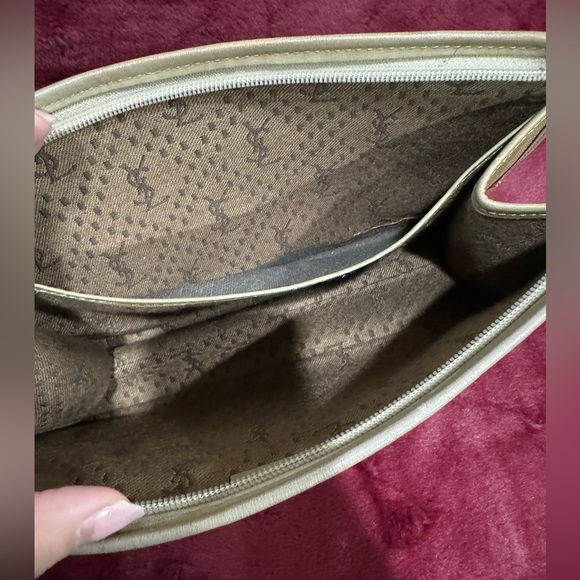 YSL Large Vintage Clutch - Dark Gold and Tan with monogrammed lining - Picture 7 of 16
